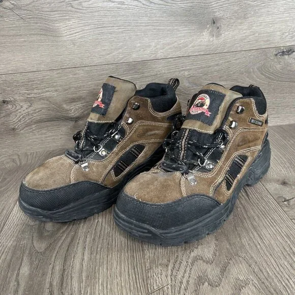 Brahmas Boots Mens 9.5 Work Or Outdoor Leather Brown Shoes Province Steel Toe - Picture 1 of 15